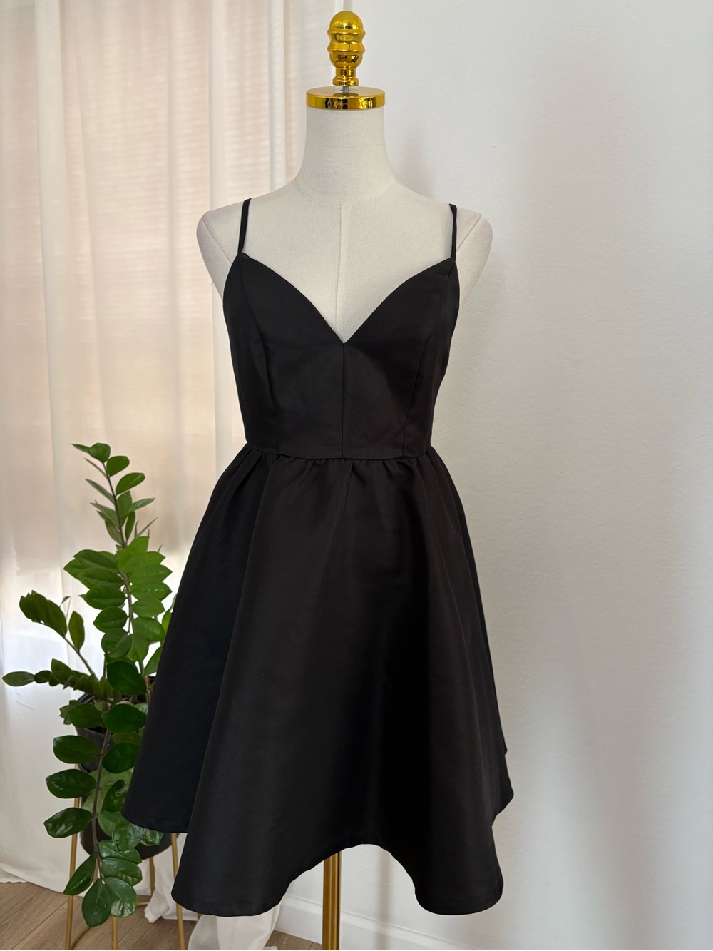 Classic Black Spaghetti Strap A-Line Dress